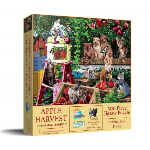 Puzzle Senior de Gatos y Gatitos 500 Piezas Grandes SunsOut 42284 LA COSECHA DE MANZANAS [1]