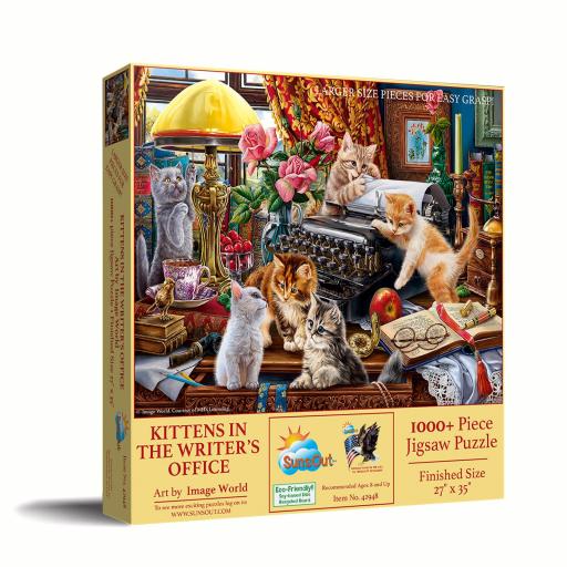 Puzzle Senior de Gatos y Gatitos 1000 Piezas Grandes SunsOut 42948 GATITOS EN EL ESCRITORIO [1]