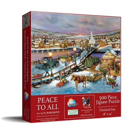 Puzzle Senior Navideño 500 Piezas Grandes SunsOut 61310 PAZ PARA TODOS EN NAVIDAD [1]