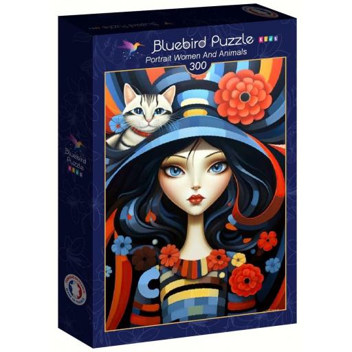 Puzzle Senior y Familiar 300 Piezas Bluebird 90654 RETRATO DE MUJERES Y ANIMALES [1]