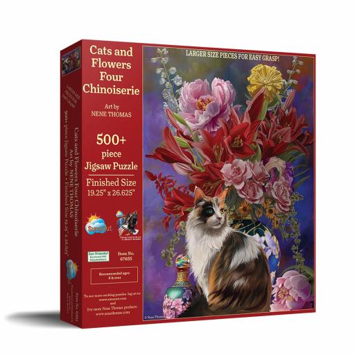 Puzzle Senior 500 Piezas Grandes SunsOut 67655 GATOS Y FLORES PARA CHINERIA , de Nene Thomas [1]