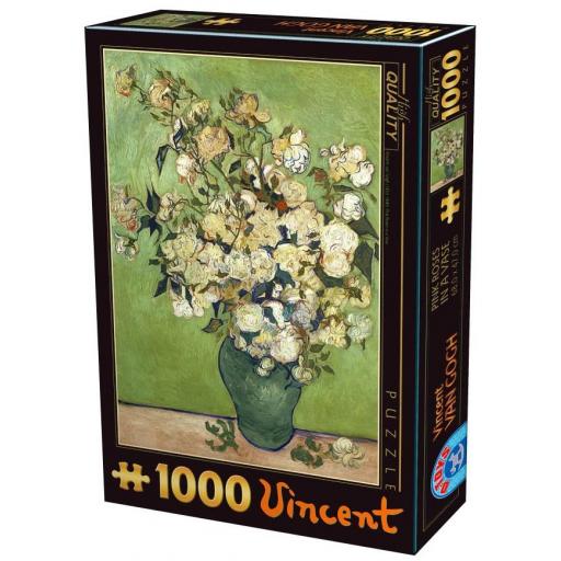 Puzzle de Arte 1000 Piezas D-TOYS 75871 JARRON CON ROSAS BLANCAS , de Vincent Van Gogh [1]