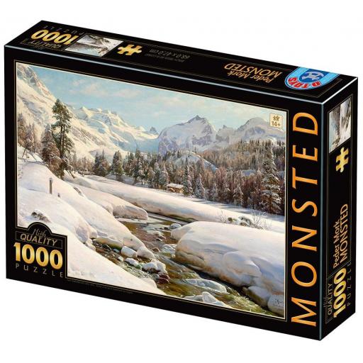 Puzzle de Arte 1000 Piezas D-TOYS 77660 PAISAJE INVERNAL EN SUIZA CERCA DE ENGADINA , de Peder Mork Monsted [1]