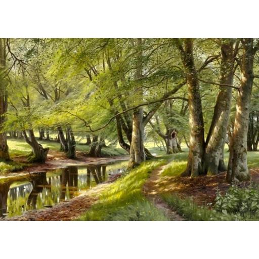 Puzzle de Arte 1000 Piezas D-TOYS 77622 UN DIA DE VERANO EN EL BOSQUE CON CIERVOS AL FONDO , de Peder Mork Monsted [0]