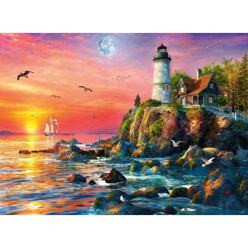 Puzzle Paisajes Marinos 500 Piezas Ravensburger 12000217 FARO AL ATARDECER