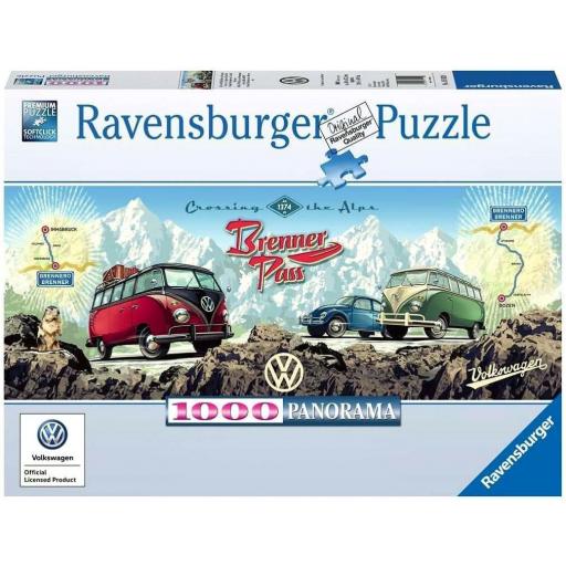 Puzzle 1000 Piezas Ravensburger 15102 CAMPER VW VOLKSWAGEN EN EL BRENNER PASS DE LOS ALPES [1]