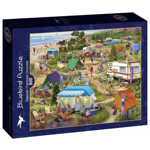 Puzzle Retro y Nostalgia 500 Piezas Bluebird 90587 TERRENOS DE ACAMPADA JUNTO AL MAR [1]