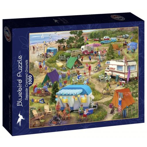 Puzzle Retro y Nostalgia 1000 Piezas Bluebird 90588 TERRENOS DE ACAMPADA JUNTO AL MAR [1]