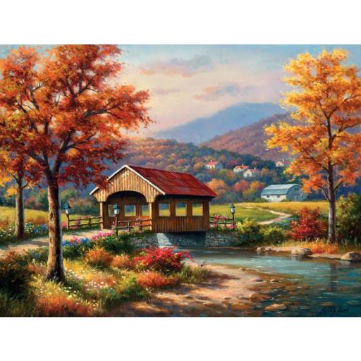 Puzzle Senior 500 Piezas Grandes SunsOut 36610 PUENTE CUBIERTO EN OTOÑO , de Sung Kim