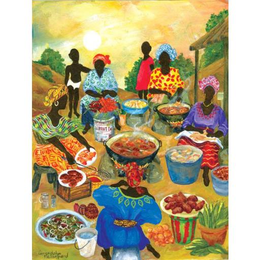 Puzzle Senior Etnico Arte Africano 500 Piezas Grandes SunsOut 71425 MUJERES EN LA COCINA