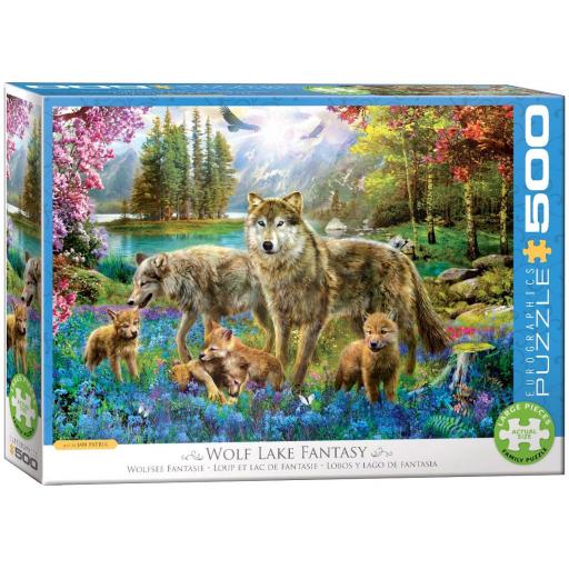 Puzzle Senior 500 Piezas Grandes XXL Eurographics 6500-5360 LOBOS Y LAGO DE FANTASIA [1]