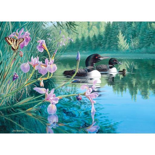 Puzzle Senior Aves y Pajaros 500 Piezas Grandes XXL Cobble Hill 45047 BRIBONES EN LA CALA DE LOS LIRIOS