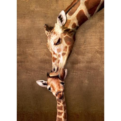 Puzzle Senior de Animales 500 Piezas Grandes XXL Eurographics 6500-0301 EL BESO DE LA MAMA JIRAFA