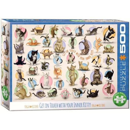 Puzzle Senior Gatos 500 Piezas Grandes XXL Eurographics 6500-0991 YOGA PARA GATITOS [1]