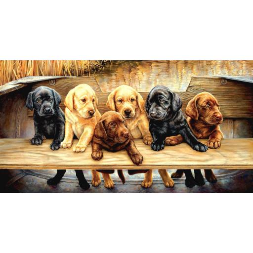 Puzzle Senior de Perros y Perritos 500 Piezas Grandes Formato Panoramico SunsOut 30945 TODOS MANOS A LA OBRA