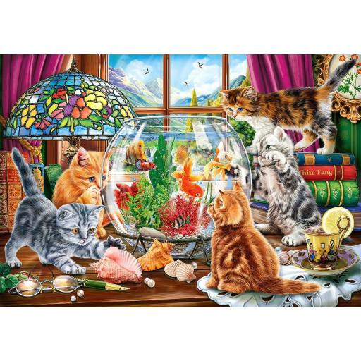 Puzzle Senior de Gatos y Gatitos 500 Piezas Grandes SunsOut 42973 LOS GATITOS Y EL ACUARIO