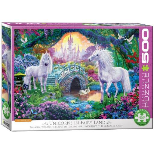 Puzzle Senior 500 Piezas Grandes XXL Eurographics 6500-5363 UNICORNIOS EN EL MUNDO DE HADAS [1]