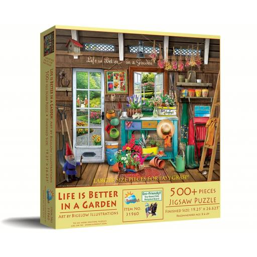 Puzzle Senior 500 Piezas Grandes XXL SunsOut 31960 LA VIDA ES MEJOR EN UN JARDIN [1]