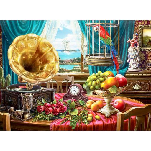 Puzzle Pintura Bodegon Vintage 1000 Piezas ANATOLIAN 1085 BODEGÓN CON FRUTAS Y GRAMOFONO [0]