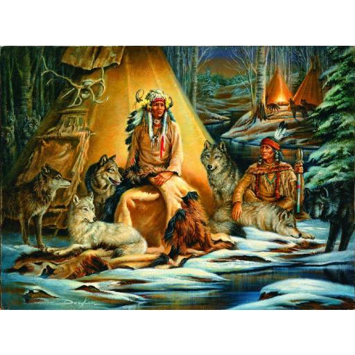 Puzzle Etnico de Arte de Indios Nativos Americanos 1000 Piezas SunsOut 21834 ENCUENTRO MÍSTICO, de Russ Docken [0]