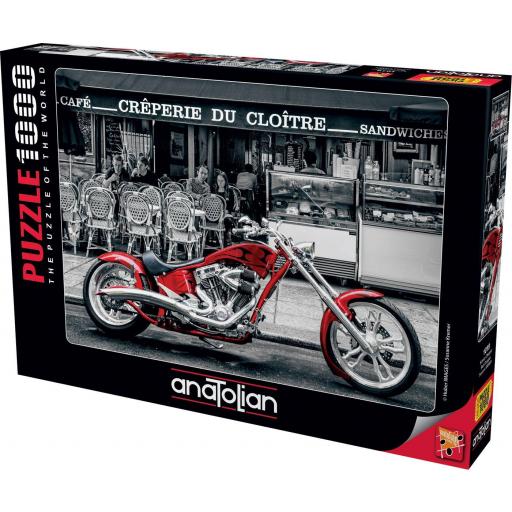 Puzzle Blanco y Negro de Motos y Motocicletas 1000 Piezas ANATOLIAN 1019 MOTO CHOPPER ROJA [1]