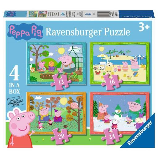 Puzzle Infantil PEPPA PIG 4 IN A BOX (12, 16, 20 y 24 piezas) Ravensburger 03114