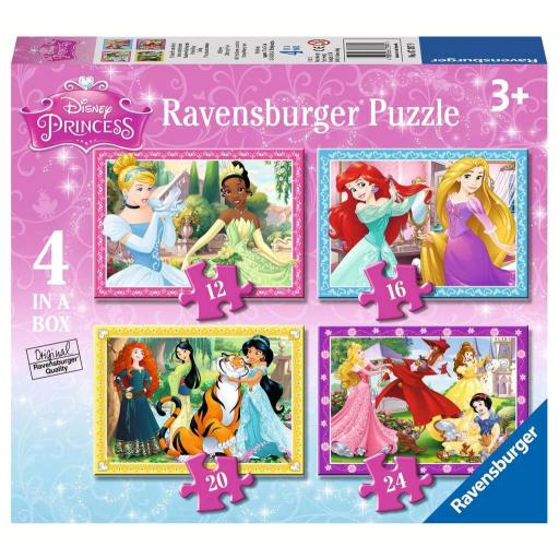 Puzzle Infantil PRINCESAS DISNEY 4 IN A BOX (12, 16, 20 y 24 piezas) Ravensburger 07397