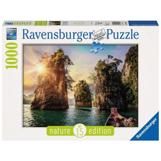 Puzzle 1000 Piezas Ravensburger 13968 TRES ROCAS EN CHEOW LAN LAKE, TAILANDIA  (Nature Edition)  [1]