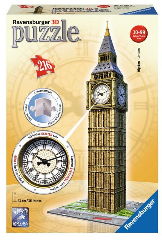 Ravensburger Puzzle 3D Big Ben con reloj auténtico, ref. 12586