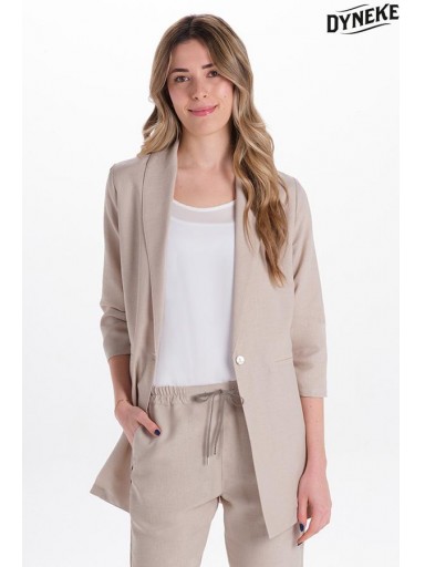 Levita beig mujer manga 3/4 fruncida