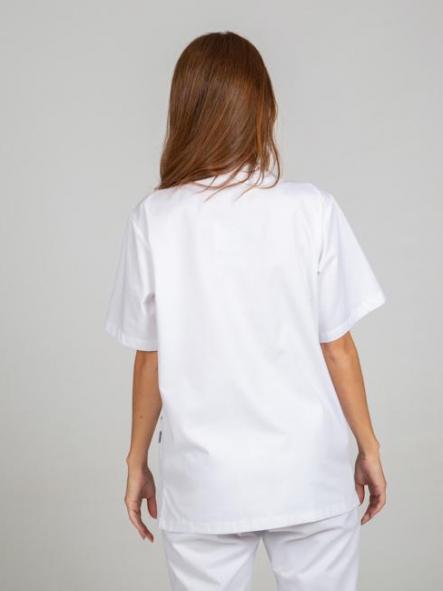 Blusa Sanitario Unisex Pico Abotonado Blanca [1]