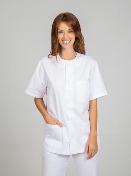Blusa Sanitario Unisex Pico Abotonado Blanca [0]