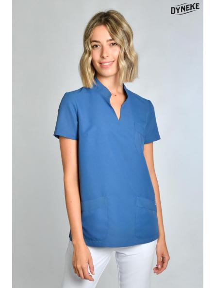 Casaca azul cuello mao