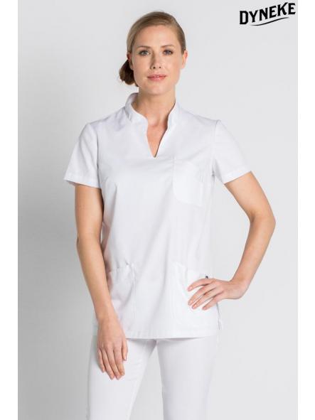 Casaca blanca cuello mao