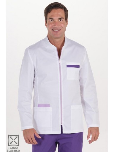 Chaqueta hombre sarga elástica contraste malva m/l