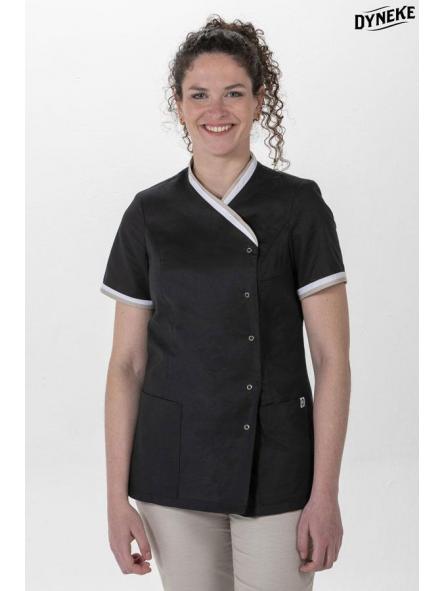 Chaqueta negra cuello y mangas vivo