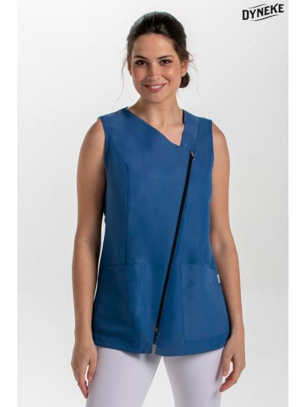 Casaca s/mangas diagonal microfibra azul