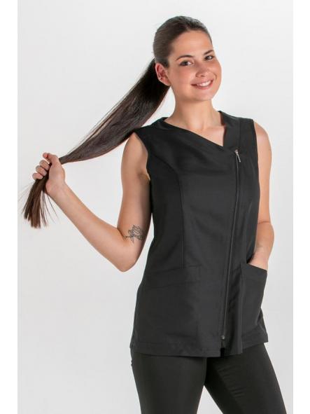 Casaca s/mangas diagonal microfibra negra [2]