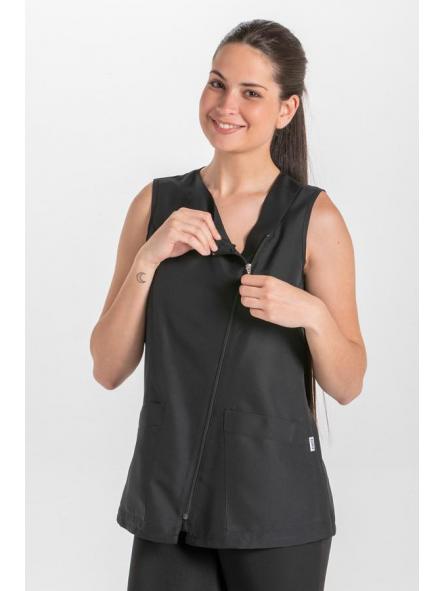 Casaca s/mangas diagonal microfibra negra [3]