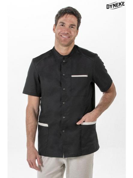 Chaqueta negra m/c cuello mao 