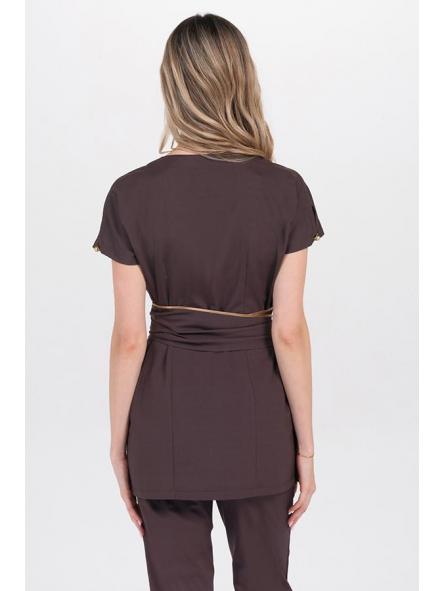 Chaqueta kimono elástica marrón con cinturón [3]