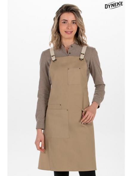 Delantal peto unisex bolsillos beig