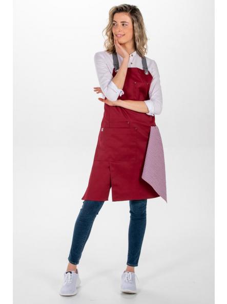 Delantal peto unisex bolsillos granate [1]