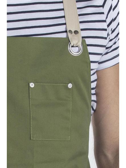 Delantal peto unisex bolsillos verde militar [2]