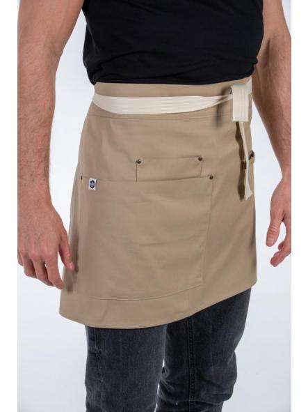 Delantal corto beig bolsillos [3]