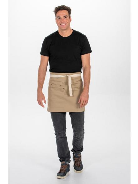 Delantal corto beig bolsillos [0]