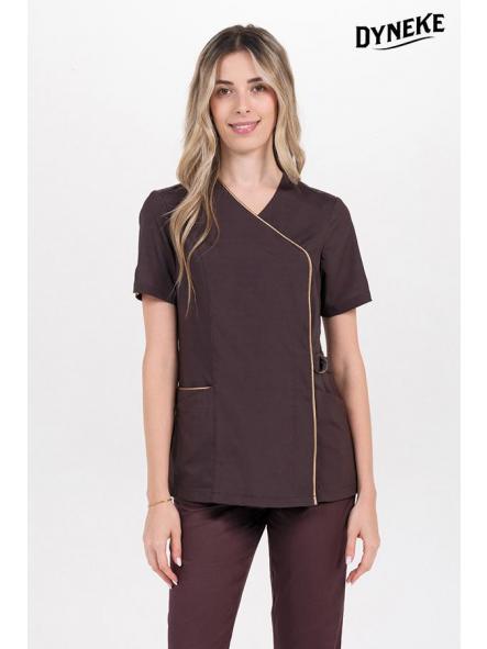 Chaqueta elástica marrón cruzada hebilla m/c [0]