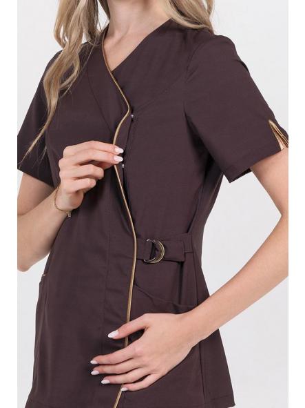 Chaqueta elástica marrón cruzada hebilla m/c [2]