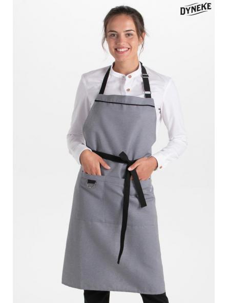 Delantal peto gris bolsillo hebilla