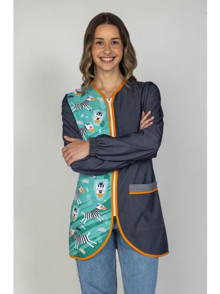 Bata manga larga vaquera cebras [0]